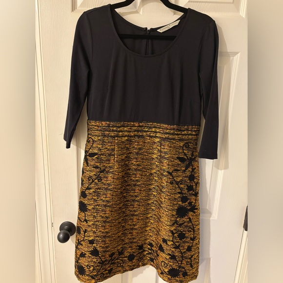 Wayward Fancies Dresses & Skirts - Wayward Fancies Elegant Long Sleeve Dress with Black and Gold Floral Medium